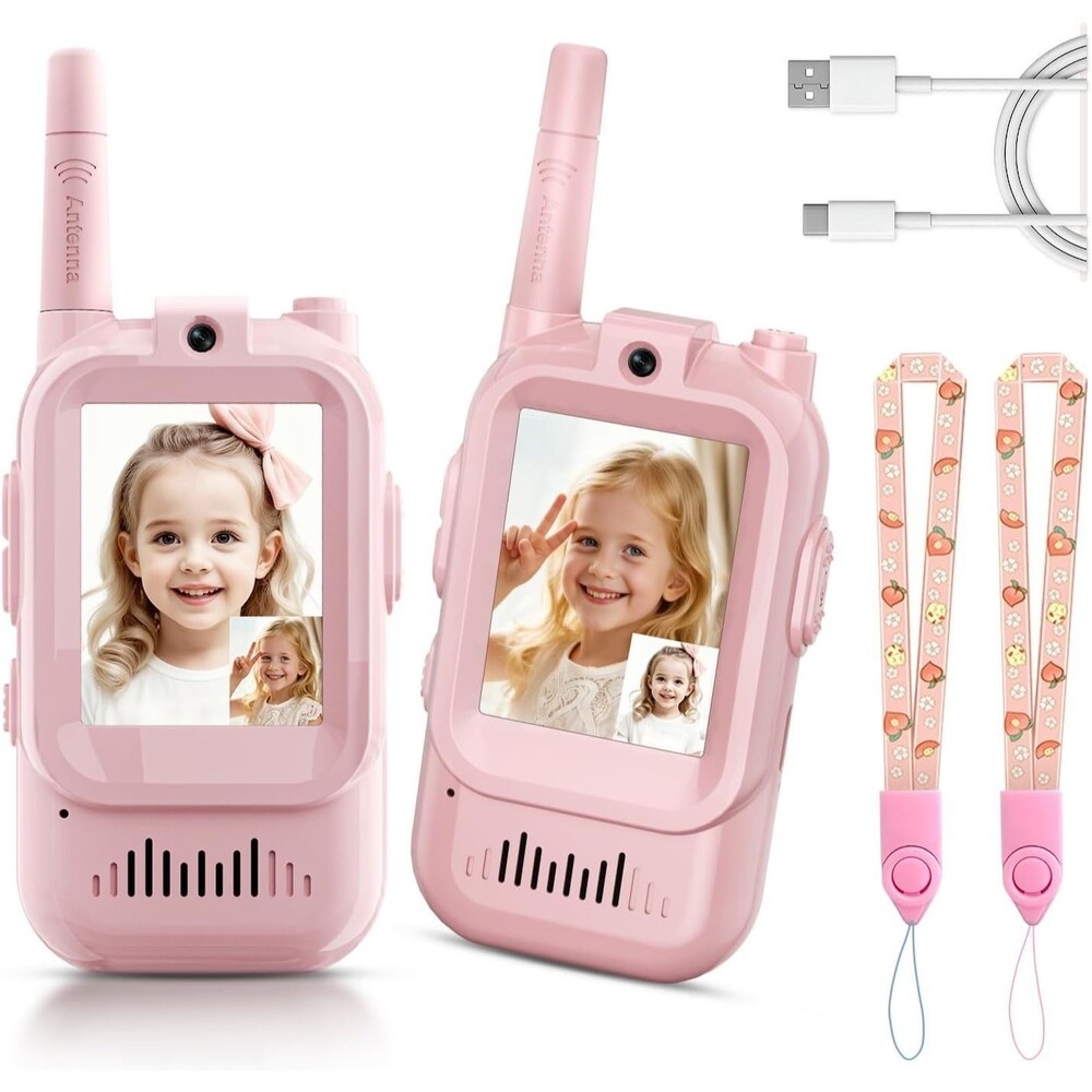 Video Walkie Talkies for Kids, Handheld 2 Pack Rechargeable Video Intercom Kids
